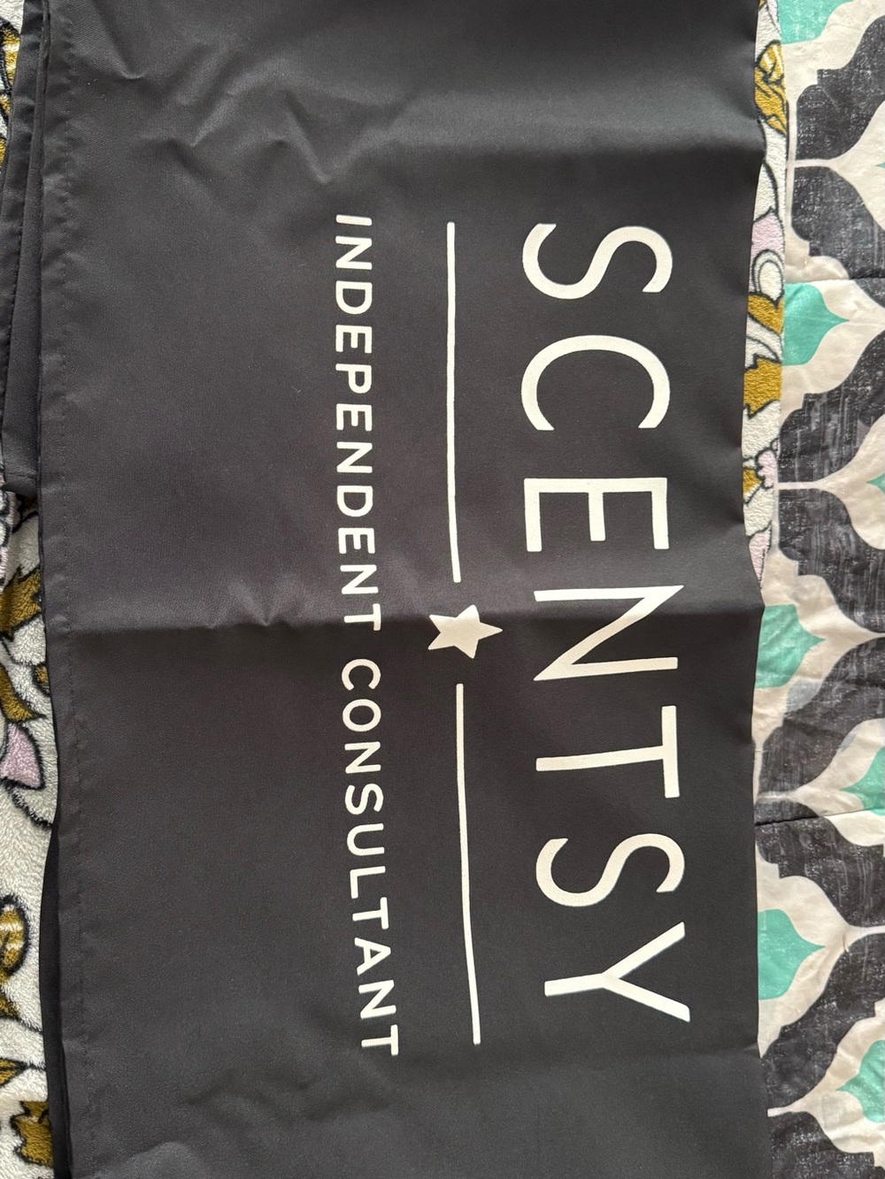 Scentsy Black and White Logo Tablecloth